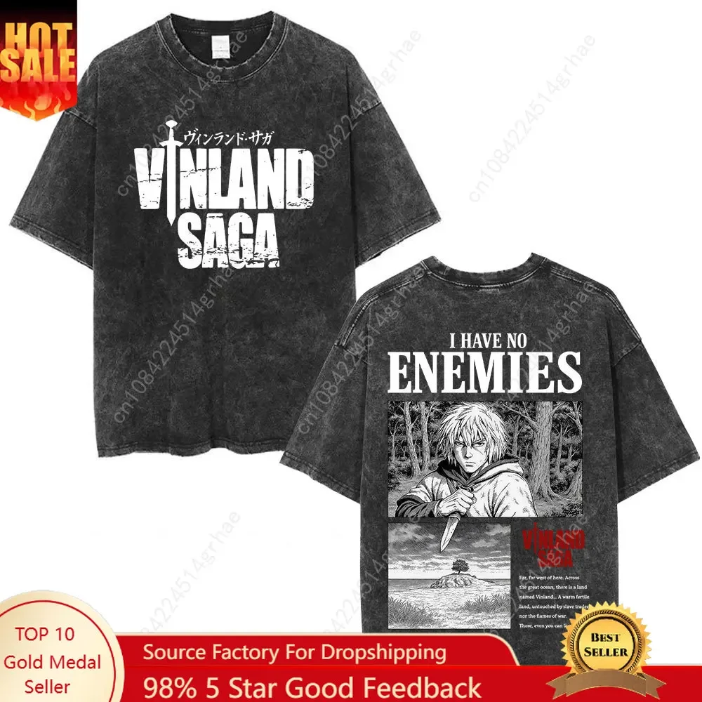 Street Fashion Anime - Vintage Washed Anime Vinland Saga Thorfinn