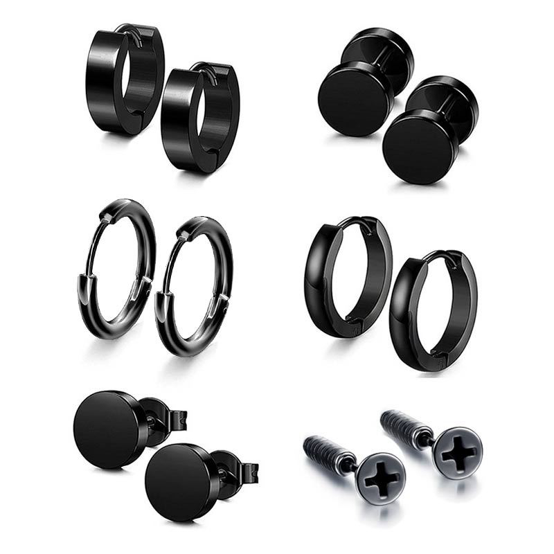 1 PC Men Punk Stainless Titani - Street Fashion Earrings 评论和价格