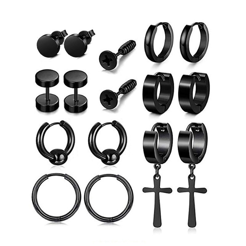 1 PC Men Punk Stainless Titani - Street Fashion Earrings 评论和价格