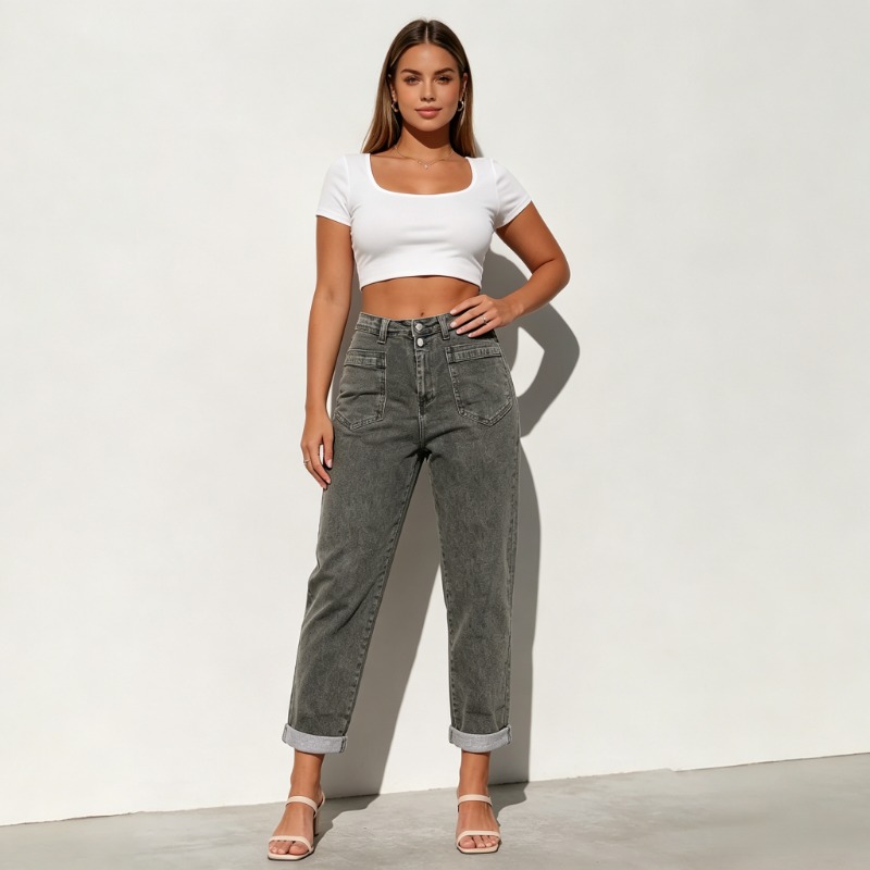 Women Plus Size American High  - Street Fashion Jeans Women 评论和价格
