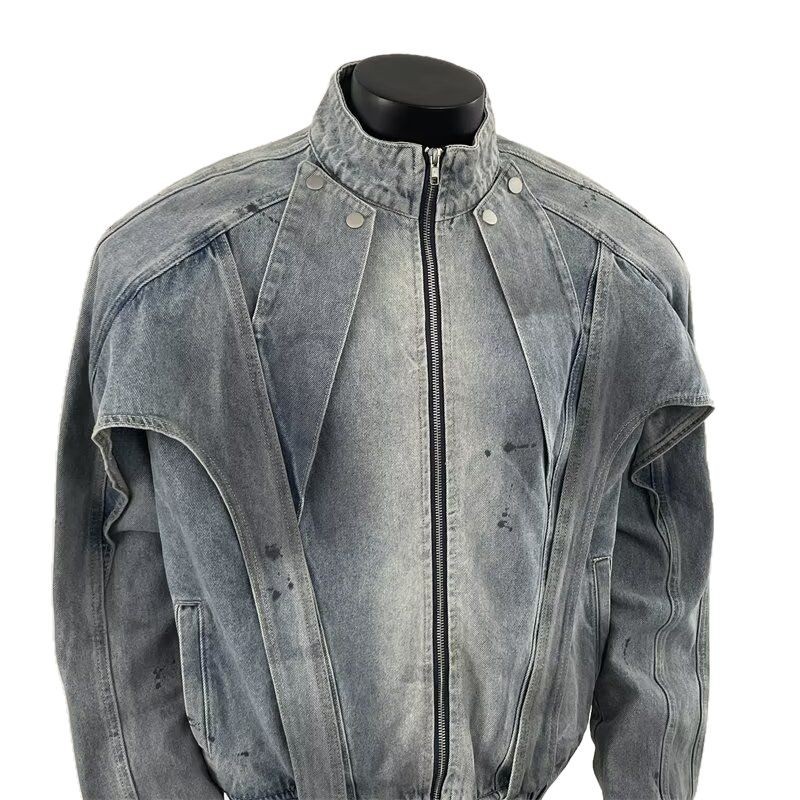 Distressed Dirty Denim Jacket  - Street Fashion Vibes 评论和价格