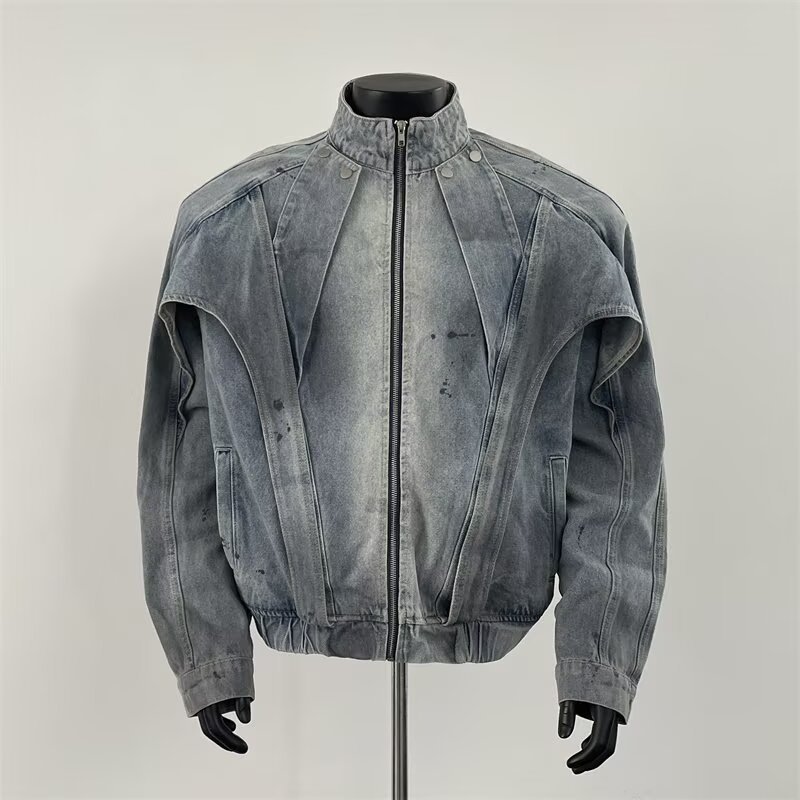 Distressed Dirty Denim Jacket  - Street Fashion Vibes 评论和价格