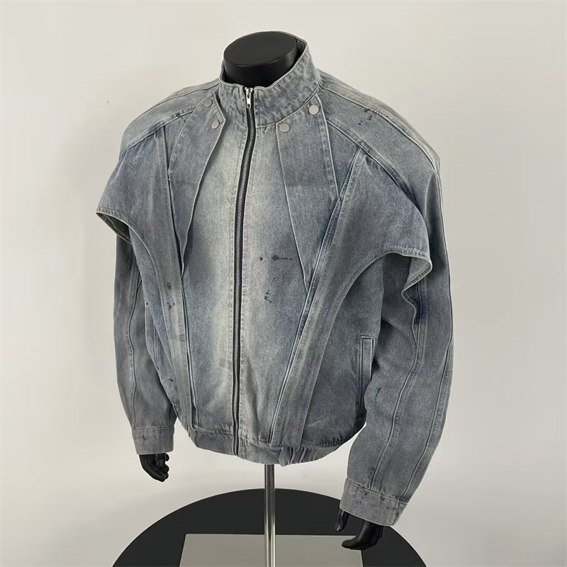 Distressed Dirty Denim Jacket  - Street Fashion Vibes 评论和价格