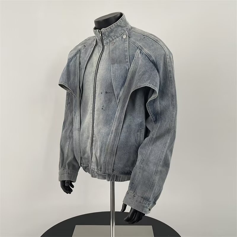 Distressed Dirty Denim Jacket  - Street Fashion Vibes 评论和价格