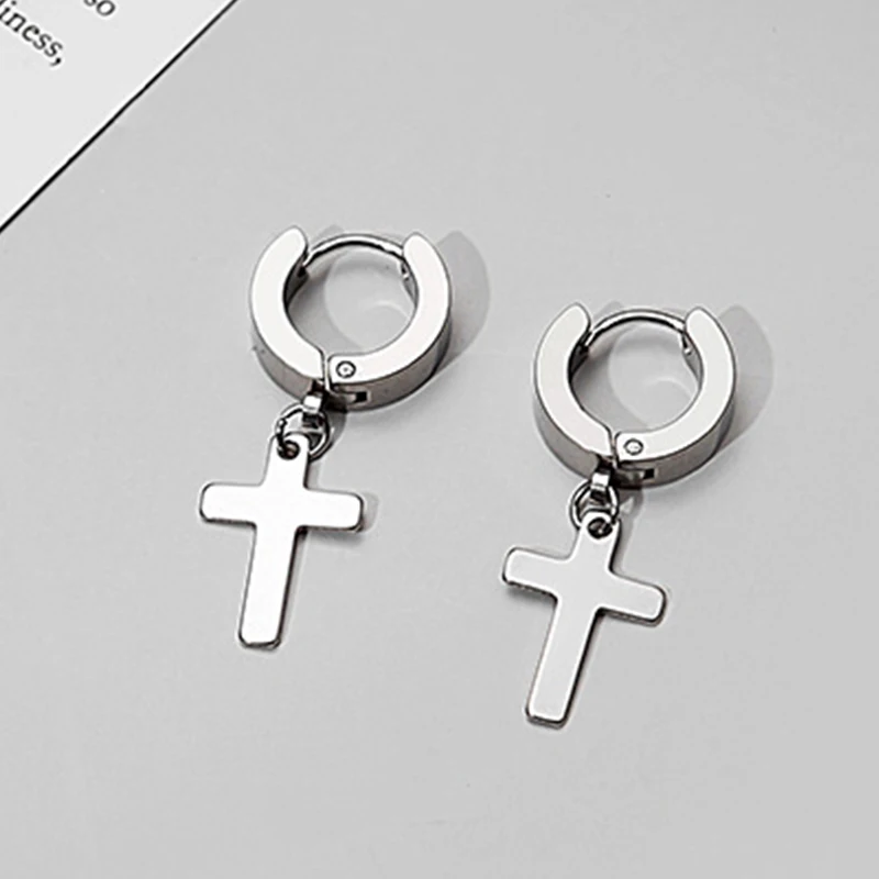 4 Pairs Punk Steel-color Stain - Street Fashion Earrings 评论和价格