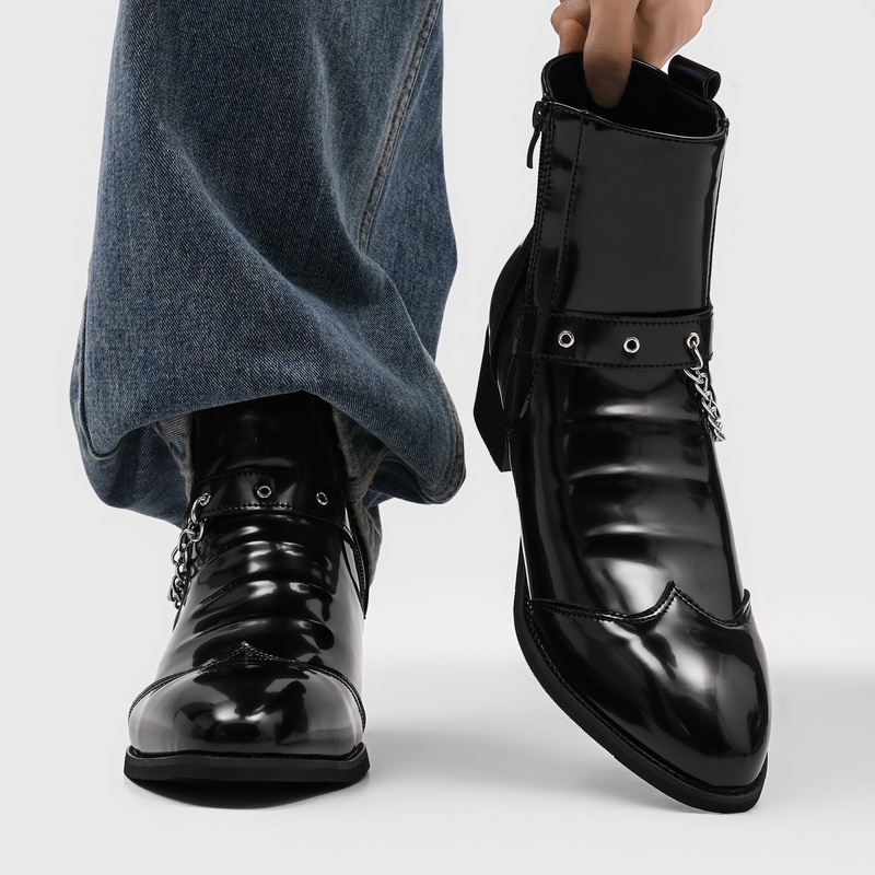 Popular Men Chain Chelsea Boot - Street Fashion High End 评论和价格
