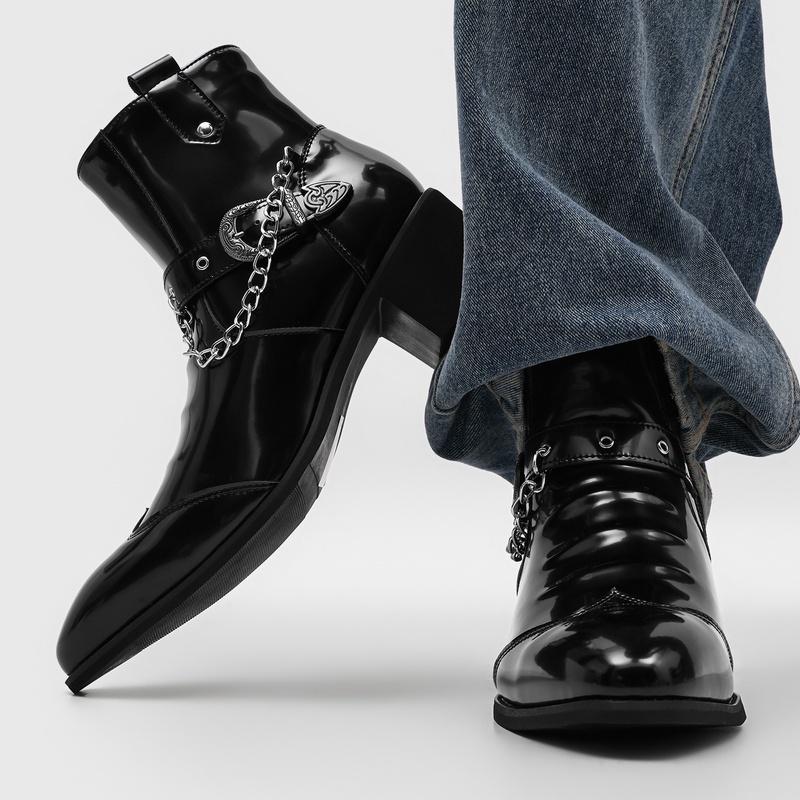 Popular Men Chain Chelsea Boot - Street Fashion High End 评论和价格