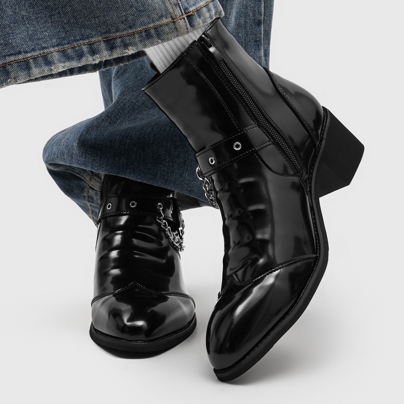 Popular Men Chain Chelsea Boot - Street Fashion High End 评论和价格