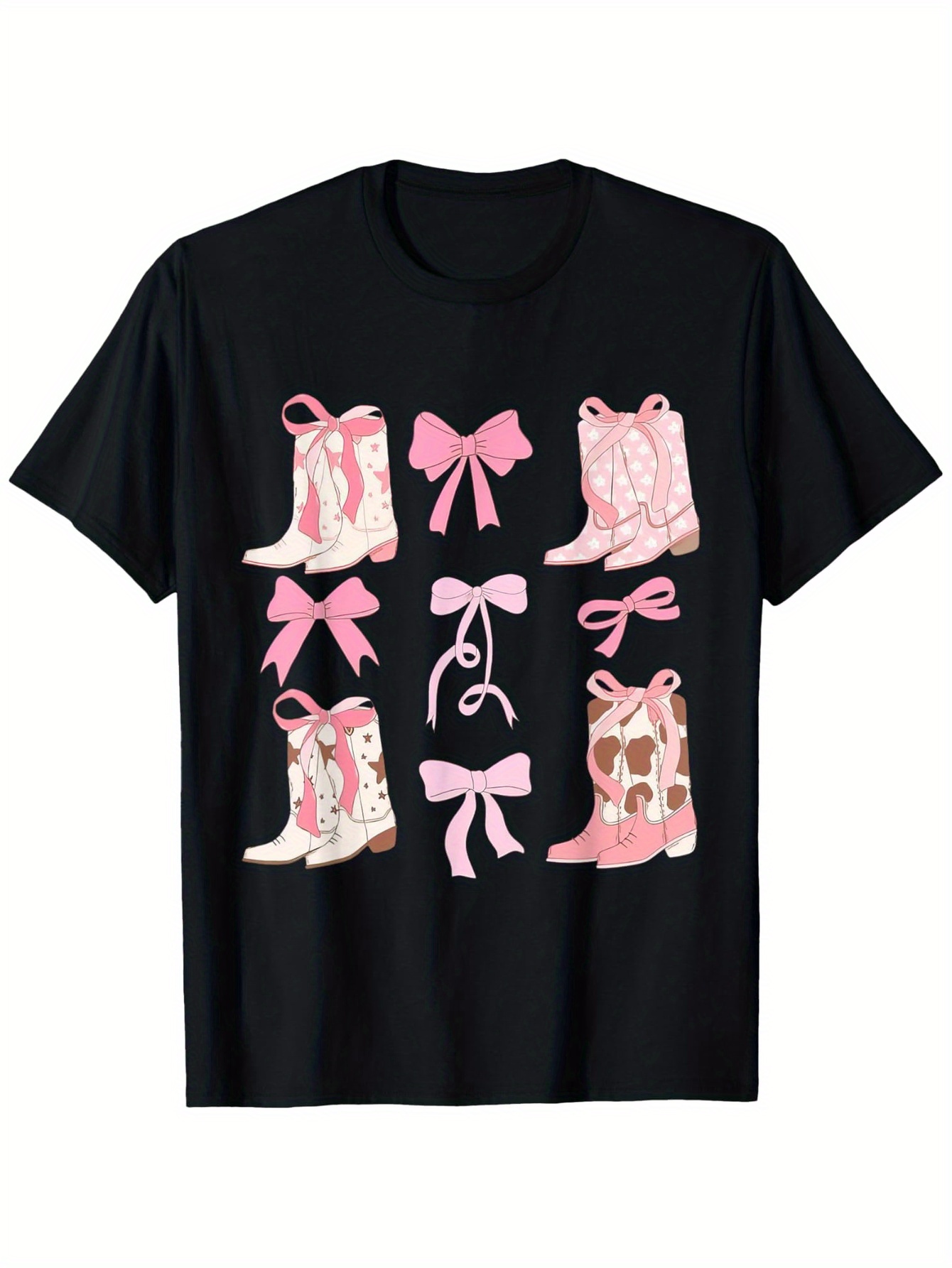 Coquette Pink Bow Cow Boots Ha - Street Fashion Co 评论和价格