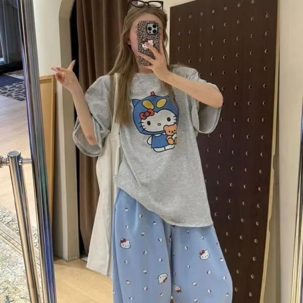 Short Sleeved Hello Kitty Prin - Street Fashion Us 评论和价格
