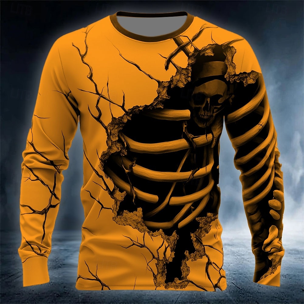 Funny 3D Skull Print Men's T-s - Street Fashion Us 评论和价格