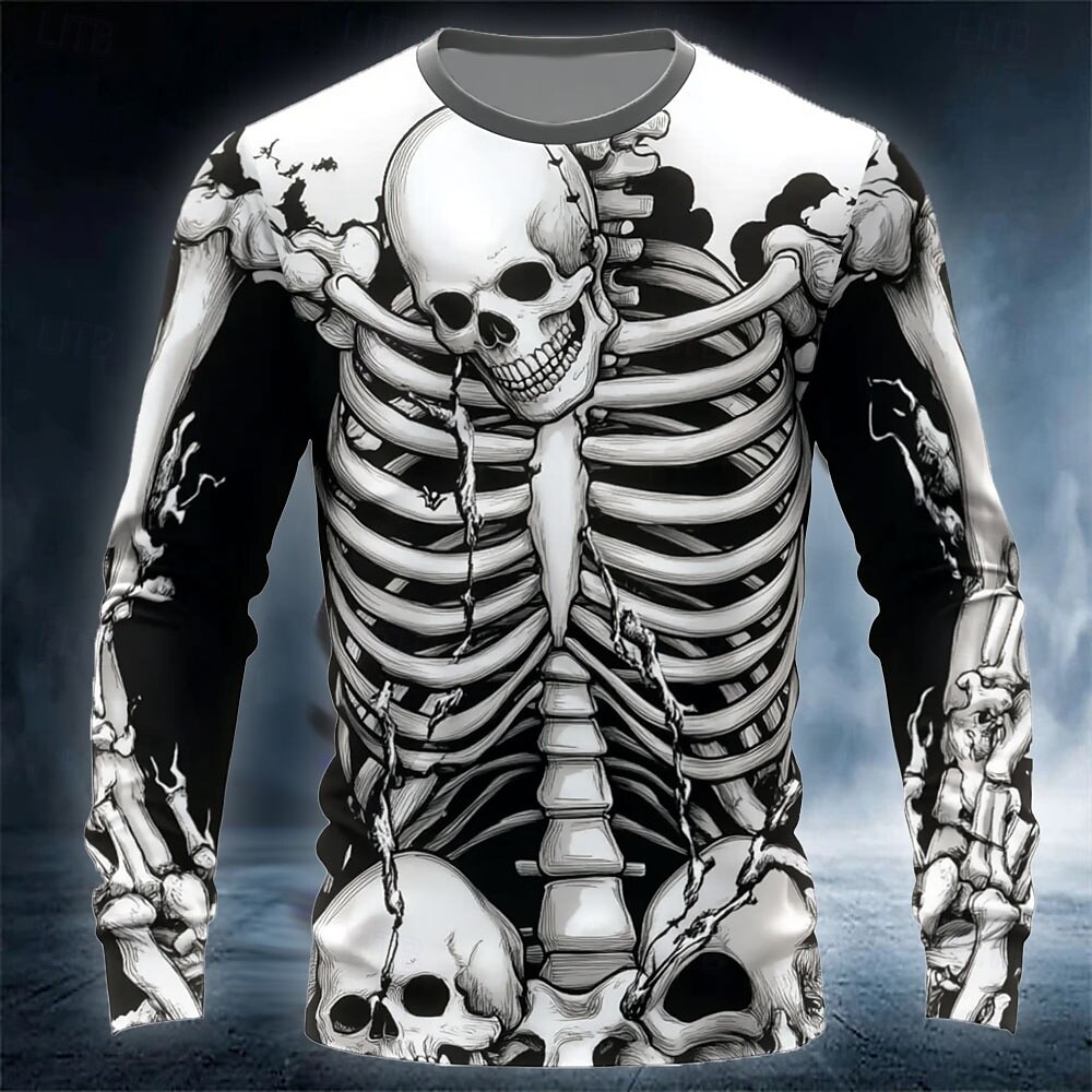 Funny 3D Skull Print Men's T-s - Street Fashion Us 评论和价格